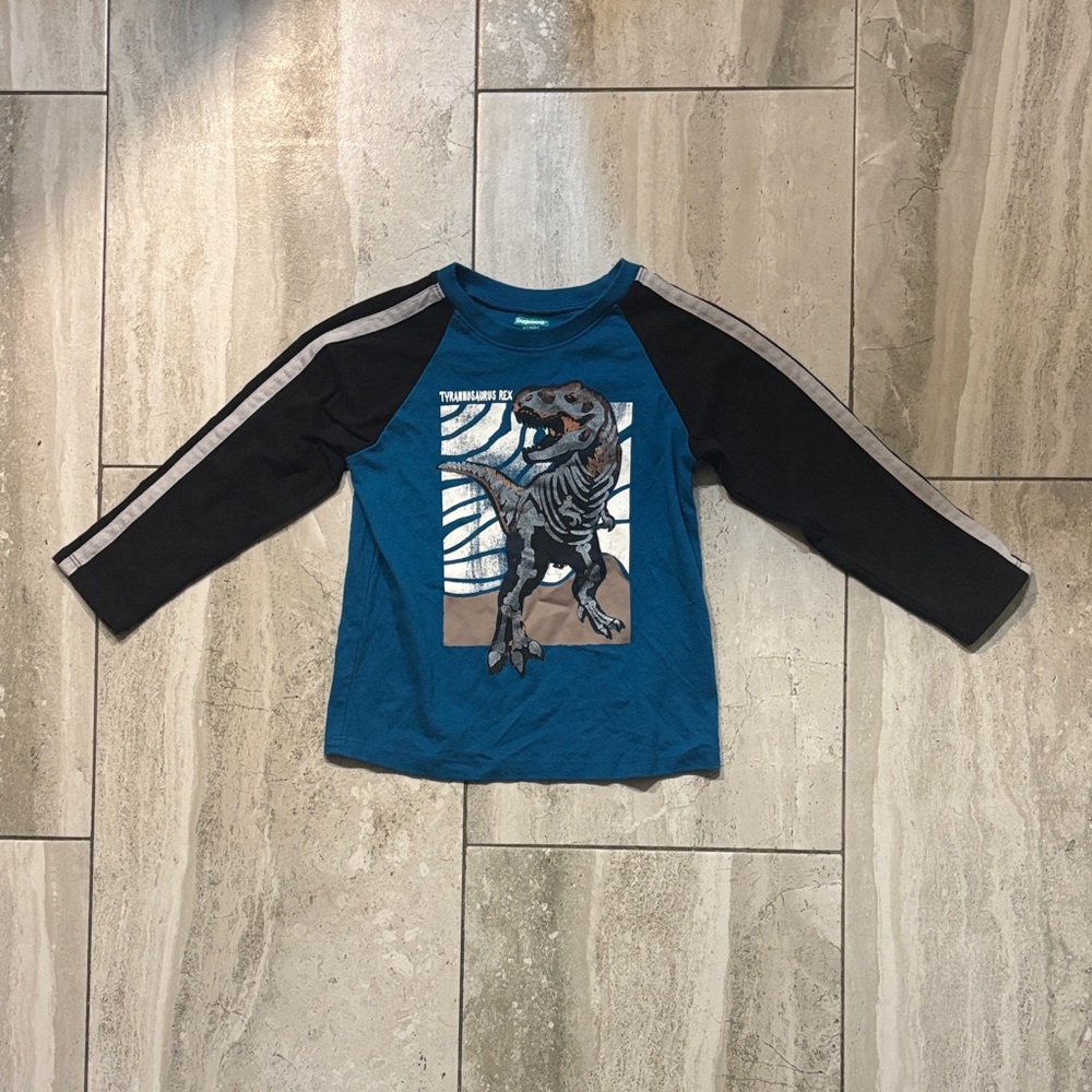 Garanimals Teal & Black Dinosaur Raglan Long-Sleeve Tee